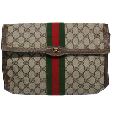 GUCCI GG Supreme Web Sherry Line Clutch Bag Beige Red Green 89 01 007 61533