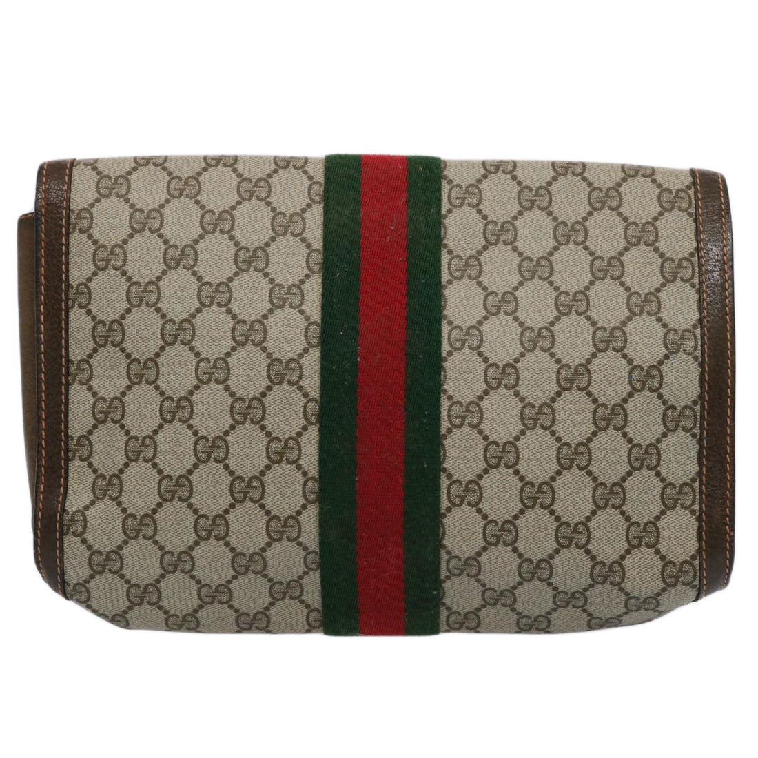 GUCCI GG Supreme Web Sherry Line Clutch Bag Beige Red Green 89 01 007 61533