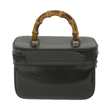 GUCCI Vanity Bamboo Cosmetic Pouch Patent leather Brown 013 0406 2490 61575