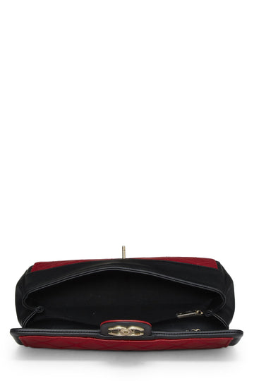 Chanel,  Red & Black Quilted Lambskin Graphic Flap Medium, Multi