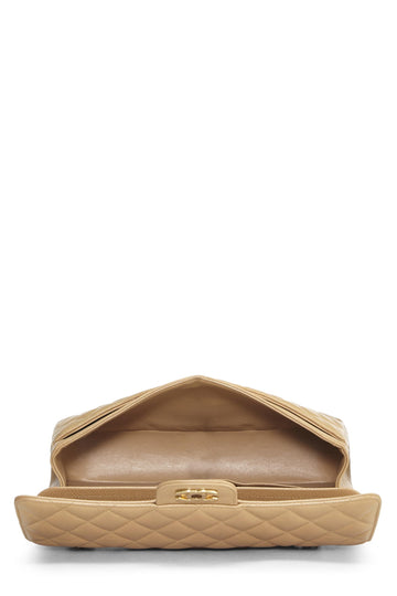 Chanel,  Beige Quilted Caviar Classic Double Flap Medium, Beige