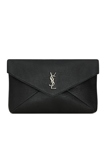Saint Laurent Men Large Cassandre Envelope Clutch In Hammered Lambskin