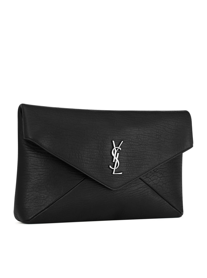 Saint Laurent Men Large Cassandre Envelope Clutch In Hammered Lambskin