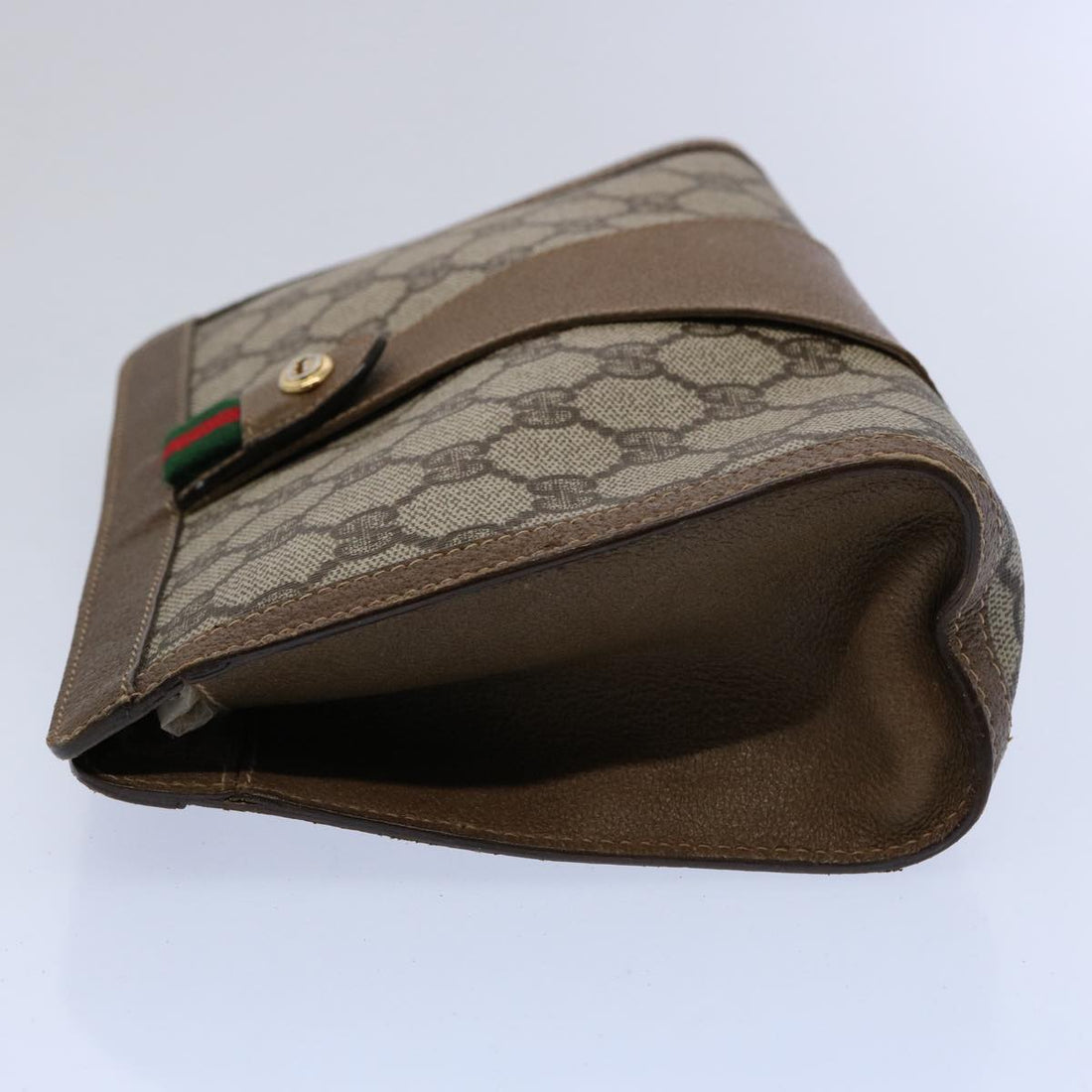 GUCCI GG Supreme Web Sherry Line Clutch Bag Beige Red Green 89 01 032 61756
