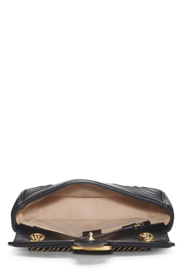 Gucci,  Black Leather GG Marmont Shoulder Bag Small, Black