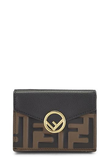 Fendi,  Black Leather 'F is Fendi' Compact Wallet, Black