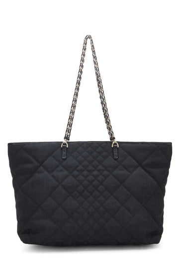 Fendi,  Black Quilted Canvas Chain Tote, Black