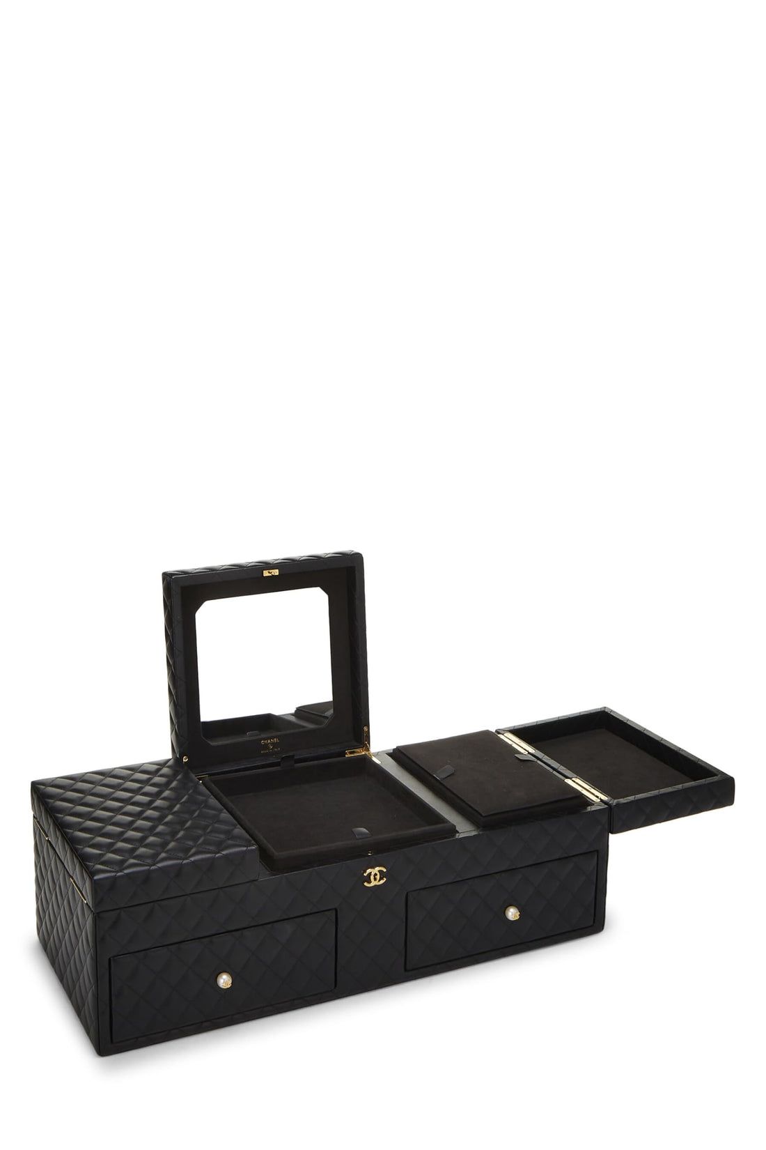 Chanel,  Black Quilted Lambskin Jewelry Chest Large, Black