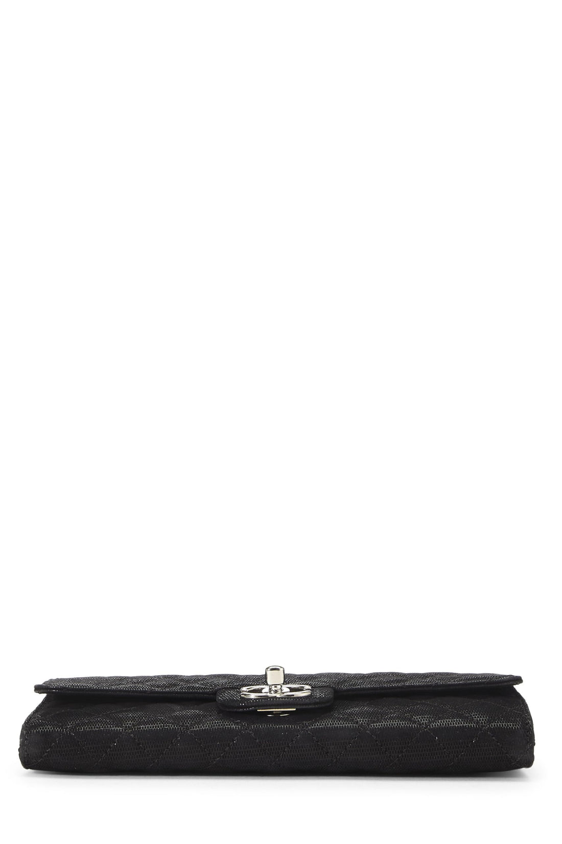 Chanel,  Black Quilted Nubuck East/West Wallet On Chain (WOC), Black