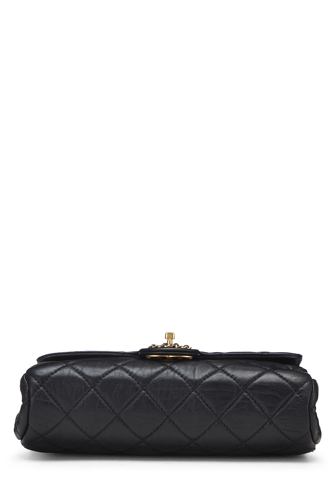 Chanel,  Black Quilted Lambskin Chain Flap Small, Black