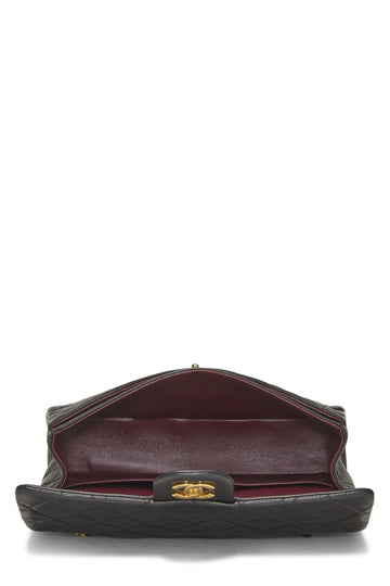 Chanel,  Black Quilted Lambskin Classic Double Flap Medium, Black