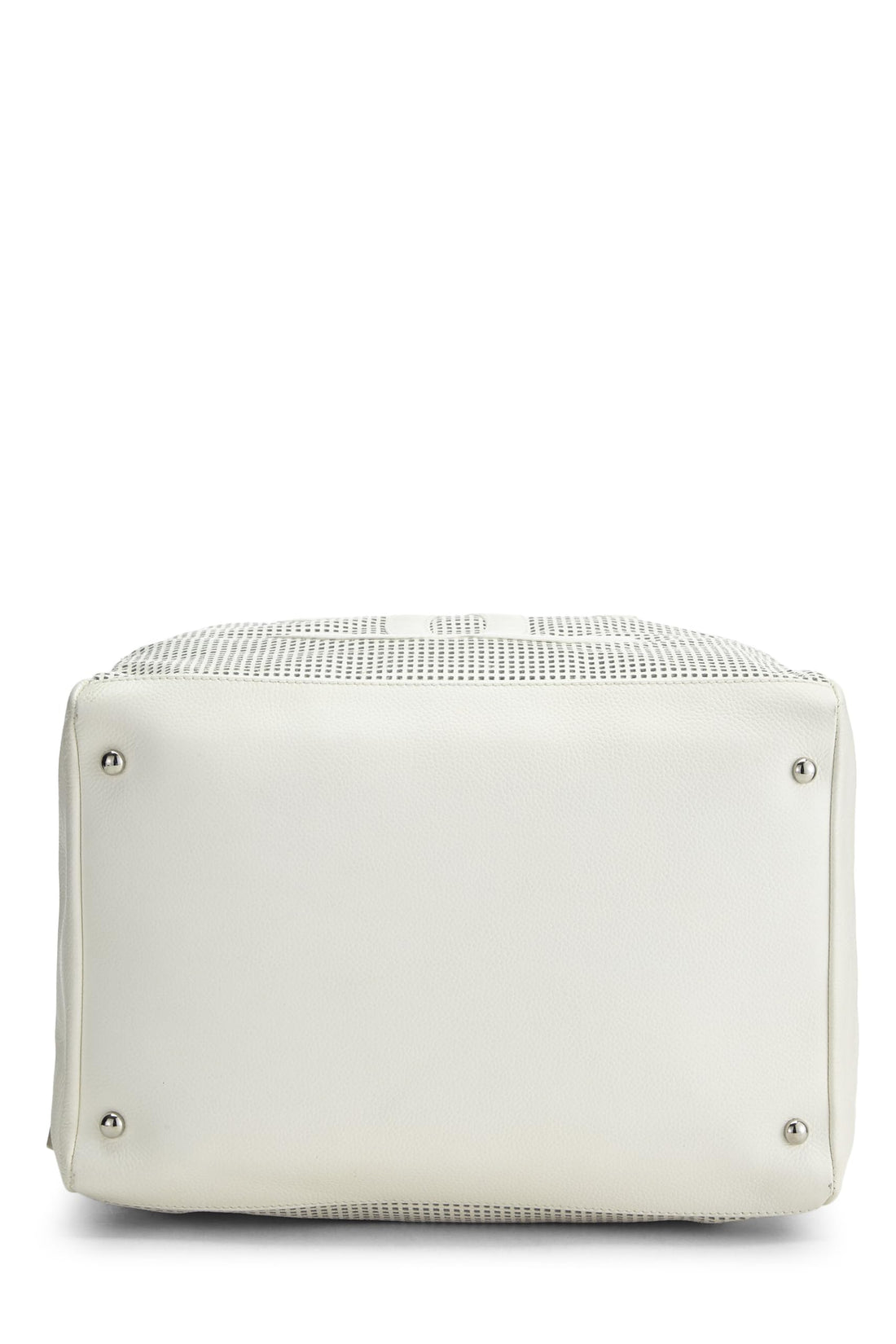 Chanel,  White Perforated Leather Bowler Small, White