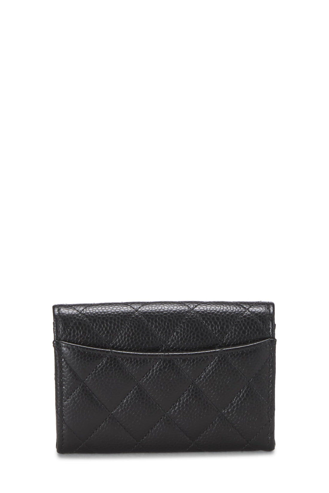Chanel,  Black Quilted Caviar 'CC' Card Holder, Black