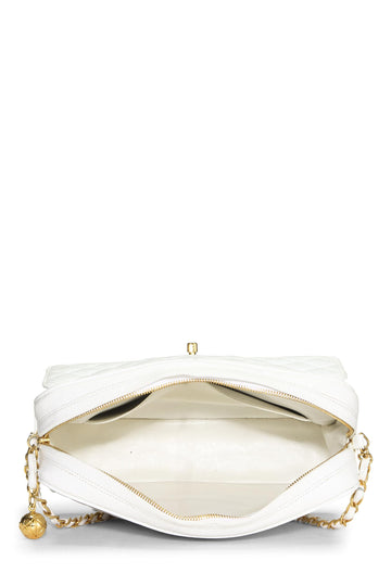 Chanel,  White Quilted Caviar Pocket Camera Bag Medium, White