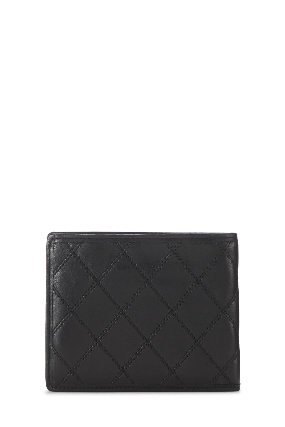 Chanel,  Black Quilted Lambskin Bifold Wallet, Black