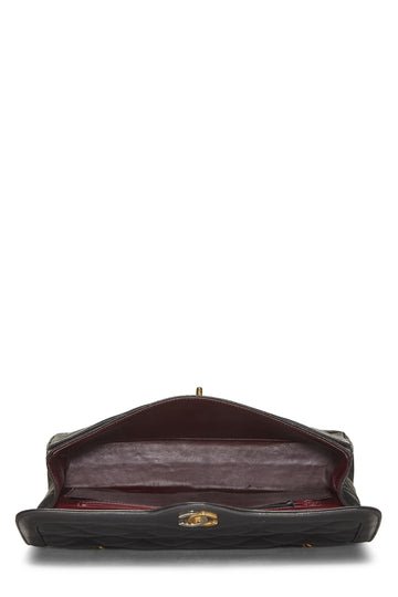 Chanel,  Black Quilted Lambskin Paris Limited Double Flap Jumbo, Black
