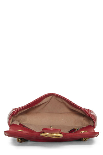 Gucci,  Red Leather GG Marmont Shoulder Bag Small, Red