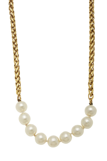 Chanel,  Gold & Faux Pearl Necklace, Gold