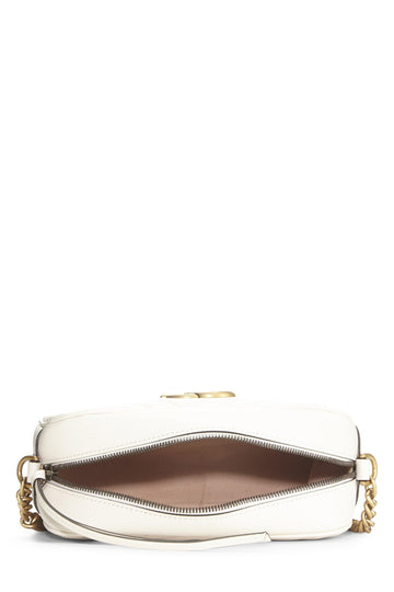 Gucci,  White Leather GG Marmont Crossbody Small, White