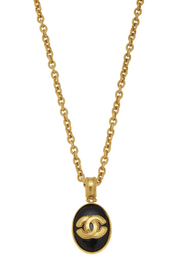 Chanel,  Gold & Black Enamel 'CC' Necklace, Black