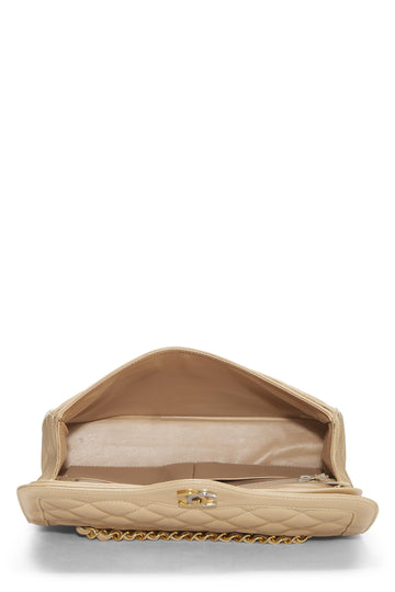 Chanel,  Beige Quilted Lambskin Paris Limited Double Flap Medium, Beige