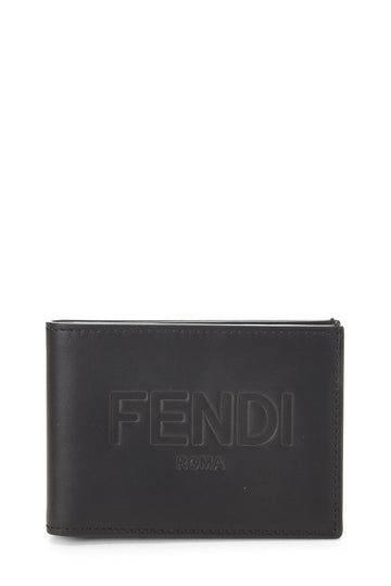 Fendi,  Black Leather Bifold Wallet, Black