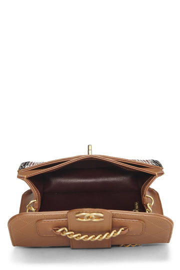 Chanel,  Brown & Multicolor Calfskin Front Chain Flap Bag, Multi