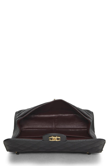 Chanel,  Black Quilted Caviar New Classic Double Flap Jumbo, Black