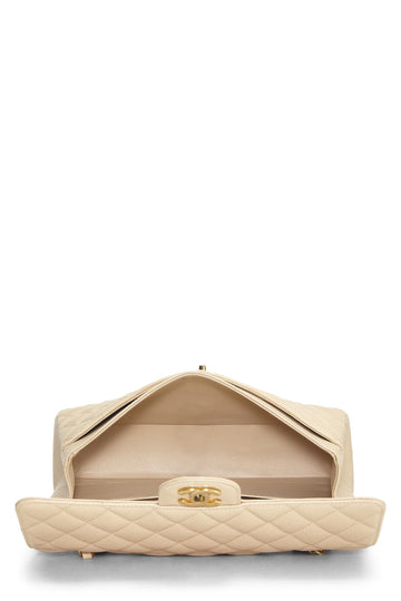 Chanel,  Beige Quilted Lambskin Classic Double Flap Medium, Beige