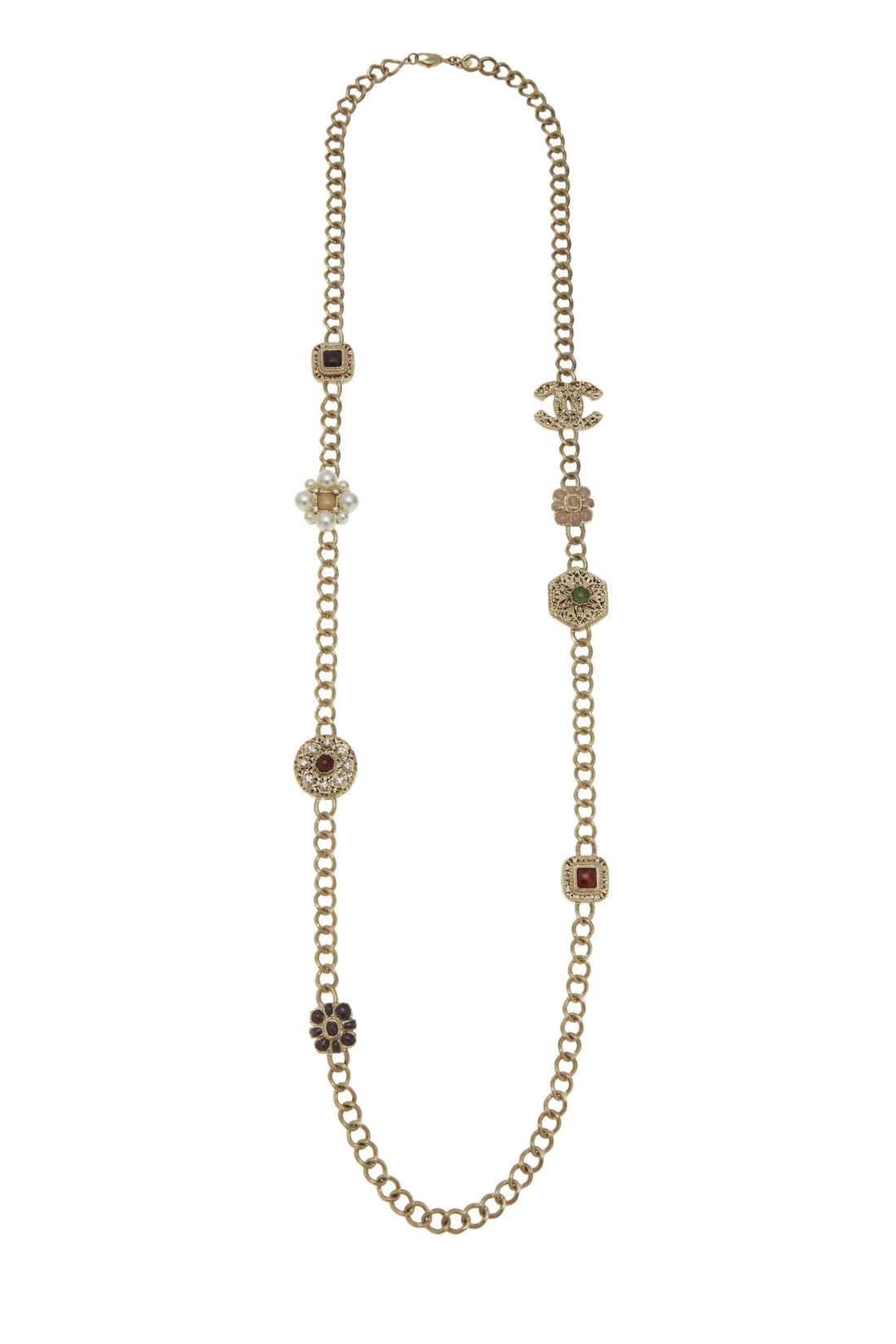 Chanel,  Gold & Multicolor 'CC' Charm Necklace Large, Multi