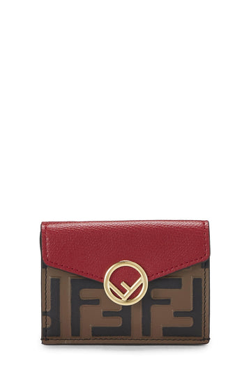 Fendi,  Red Leather 'FF' Compact Wallet, Red