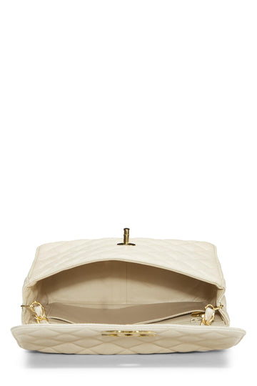 Chanel,  White Quilted Caviar Big 'CC' Square Flap, White