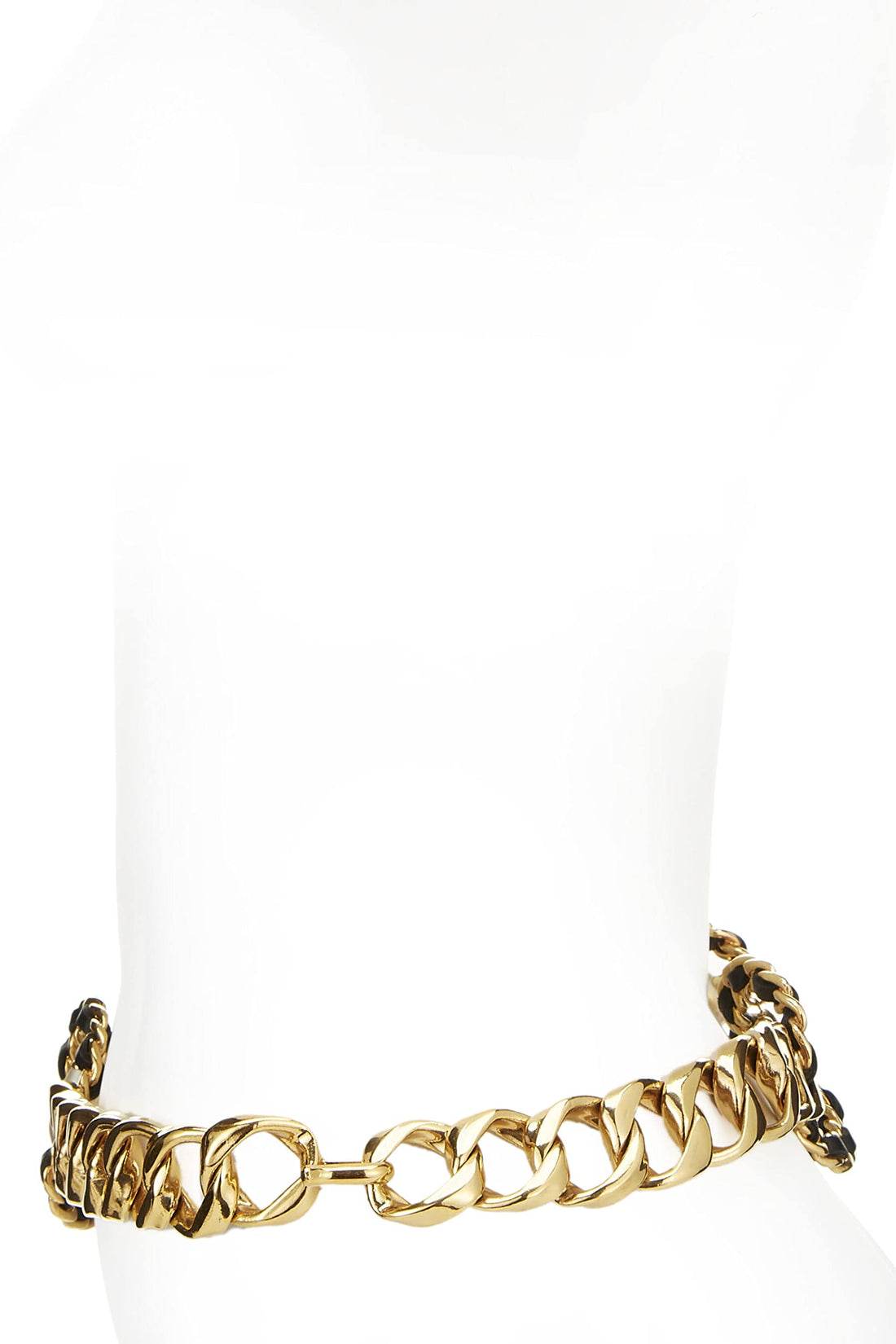 Chanel,  Gold & Black Rope Circle Faux Pearl Chain Belt, Black