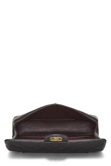 Chanel,  Black Quilted Lambskin Classic Double Flap Medium, Black