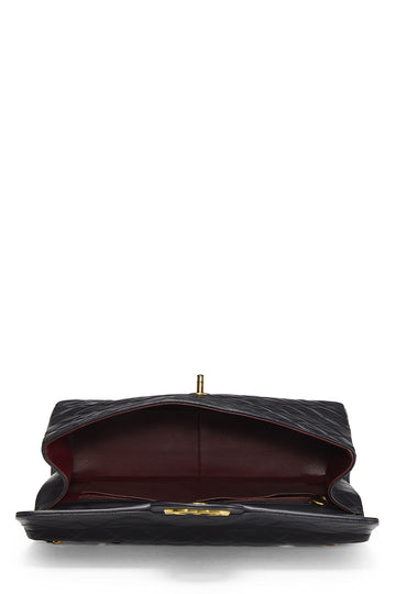 Chanel,  Black Quilted Lambskin Half Flap Maxi, Black