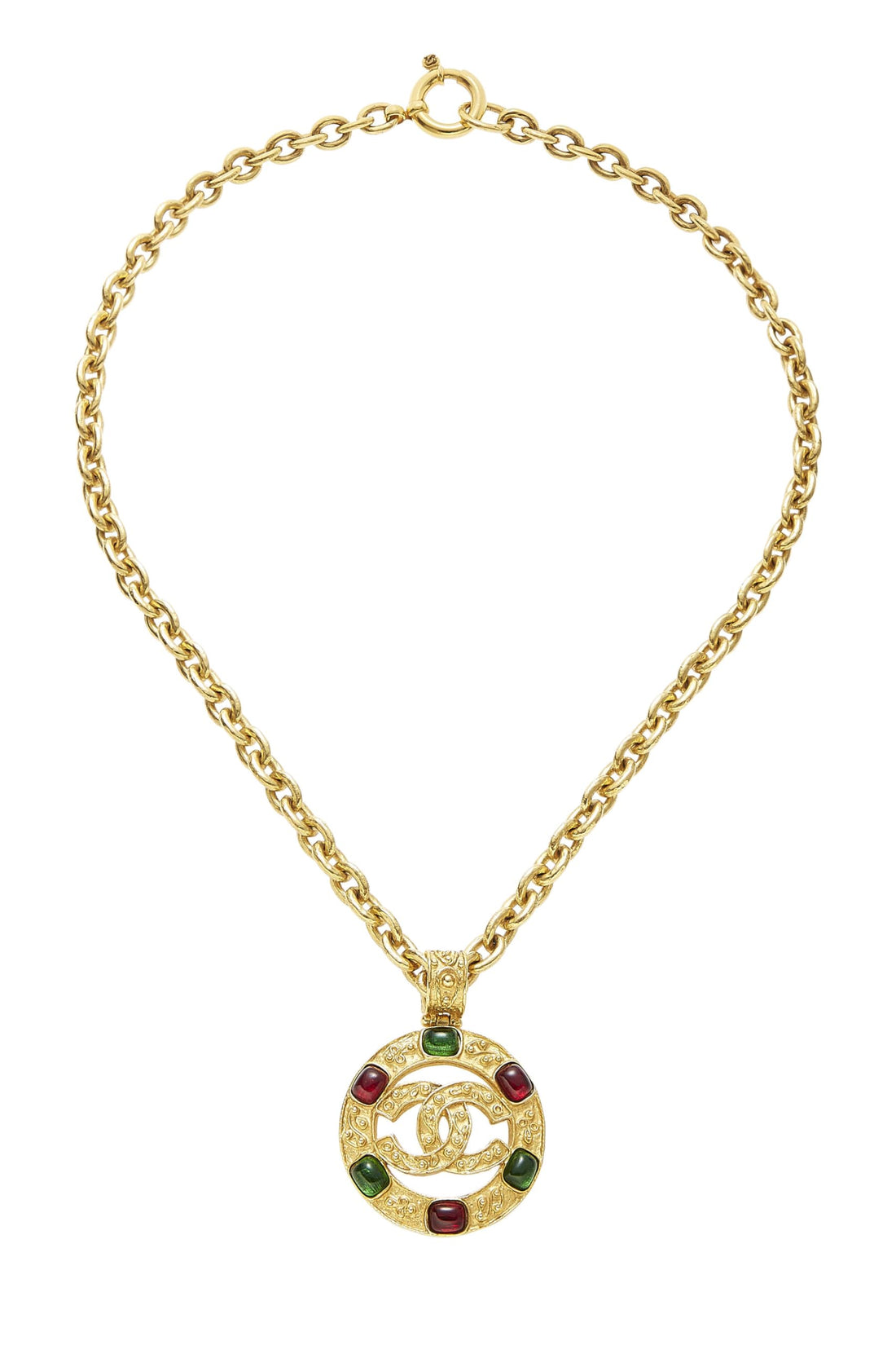 Chanel,  Gold Filigree Gripoix 'CC' Round Necklace Large, Gold
