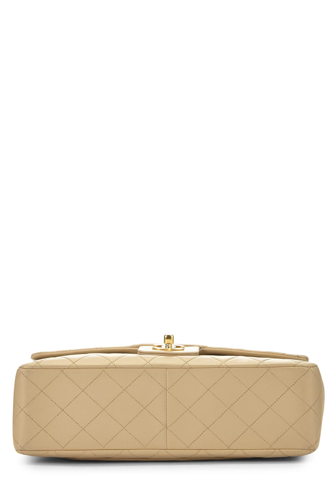 Chanel,  Beige Quilted Lambskin Half Flap Medium, Beige
