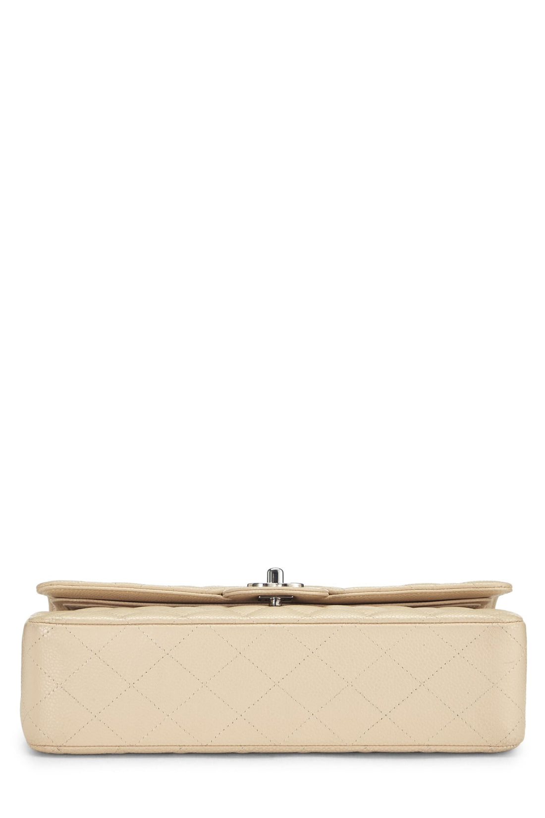 Chanel,  Beige Quilted Caviar Classic Double Flap Medium, Beige
