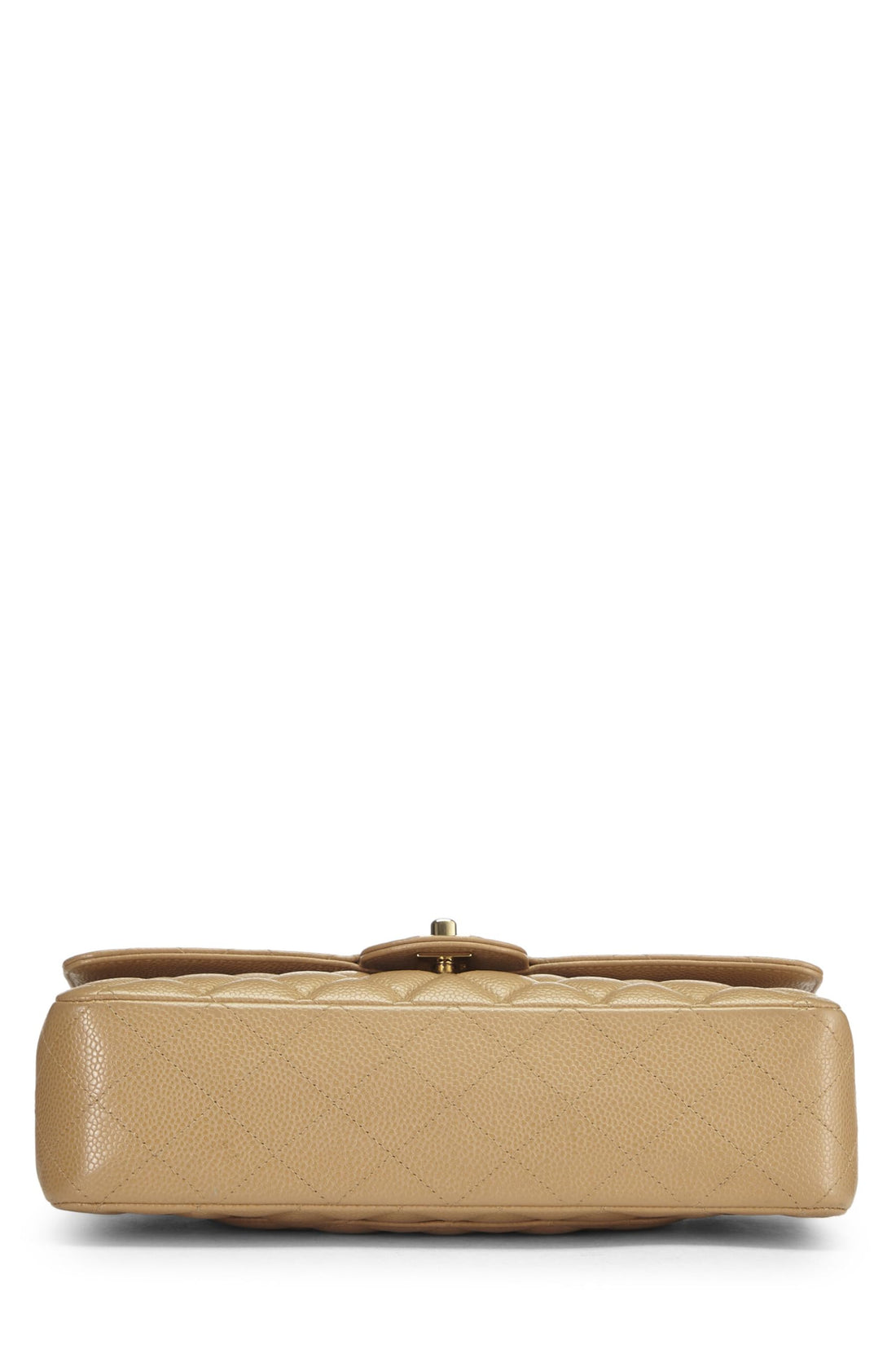 Chanel,  Beige Quilted Caviar Classic Double Flap Medium, Beige