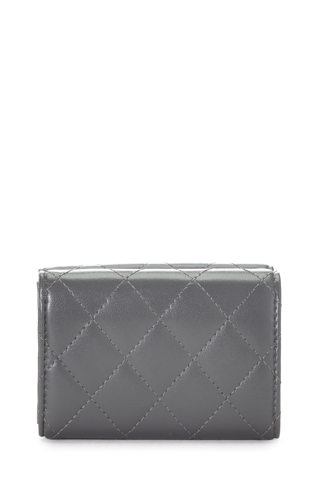 Chanel,  Grey Quilted Calfskin 'CC' Compact Wallet, Grey