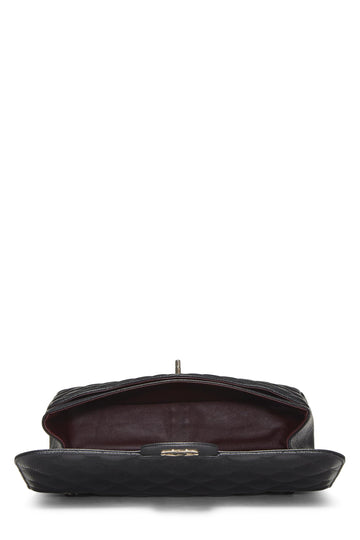 Chanel,  Black Quilted Caviar New Classic Double Flap Jumbo, Black