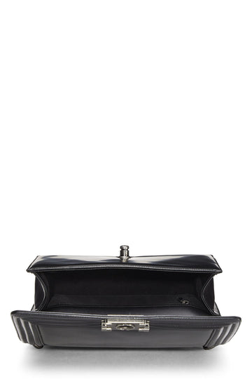 Chanel,  Black Calfskin Reverso Boy Bag Large, Black