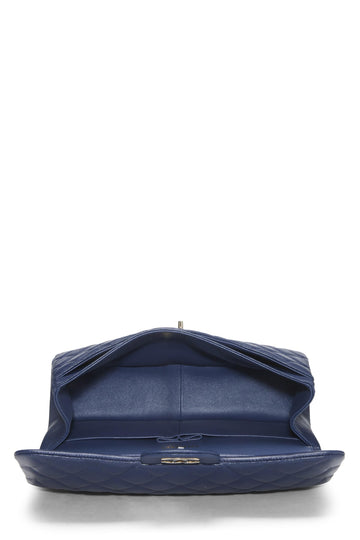 Chanel,  Navy Quilted Caviar New Classic Double Flap Jumbo, Navy