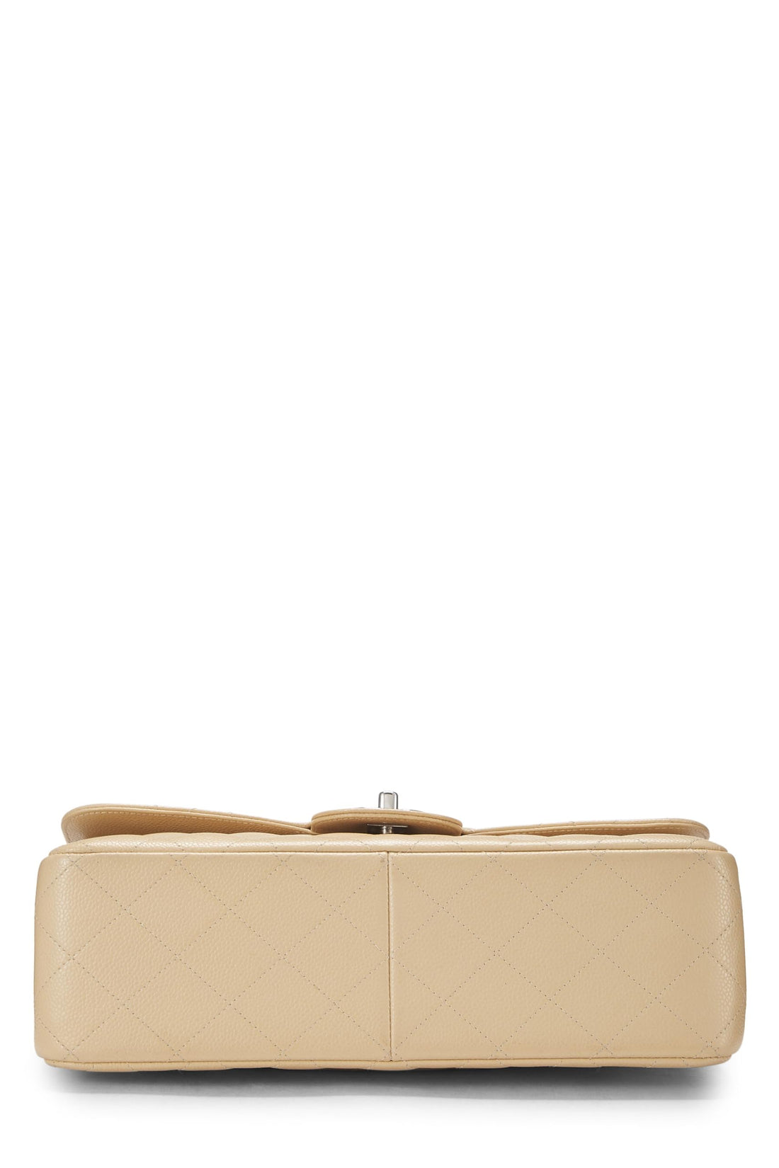 Chanel,  Beige Quilted Caviar New Classic Double Flap Jumbo, Beige