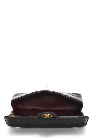 Chanel,  Black Vertical Lambskin Half Flap Medium, Black