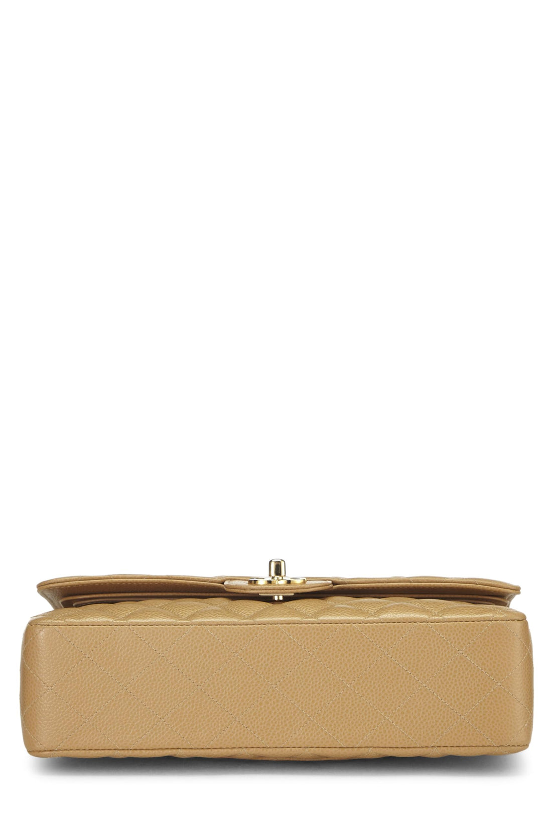 Chanel,  Beige Quilted Caviar Classic Double Flap Medium, Beige