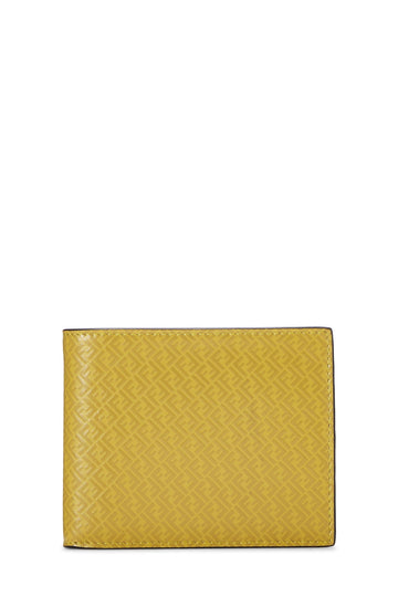 Fendi,  Yellow Zucchino Leather Bi-fold Wallet, Yellow