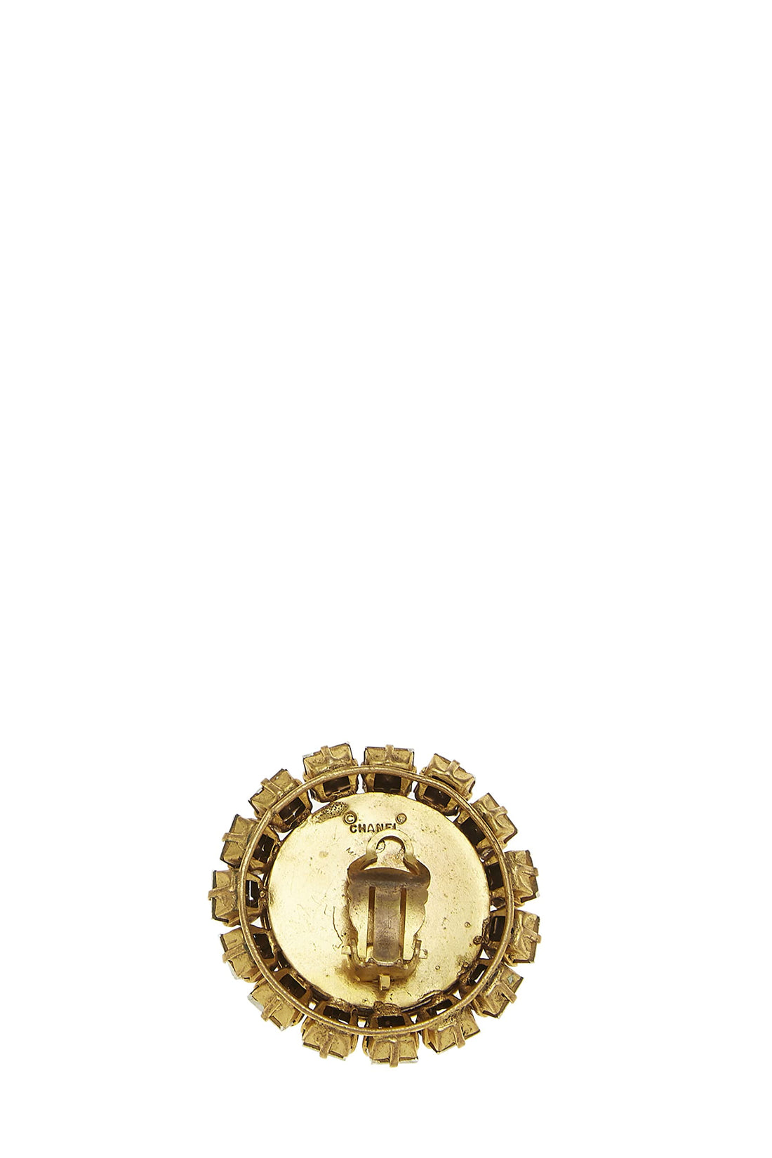 Chanel,  Gold & Crystal 'CC' Faux Pearl Earrings, Gold