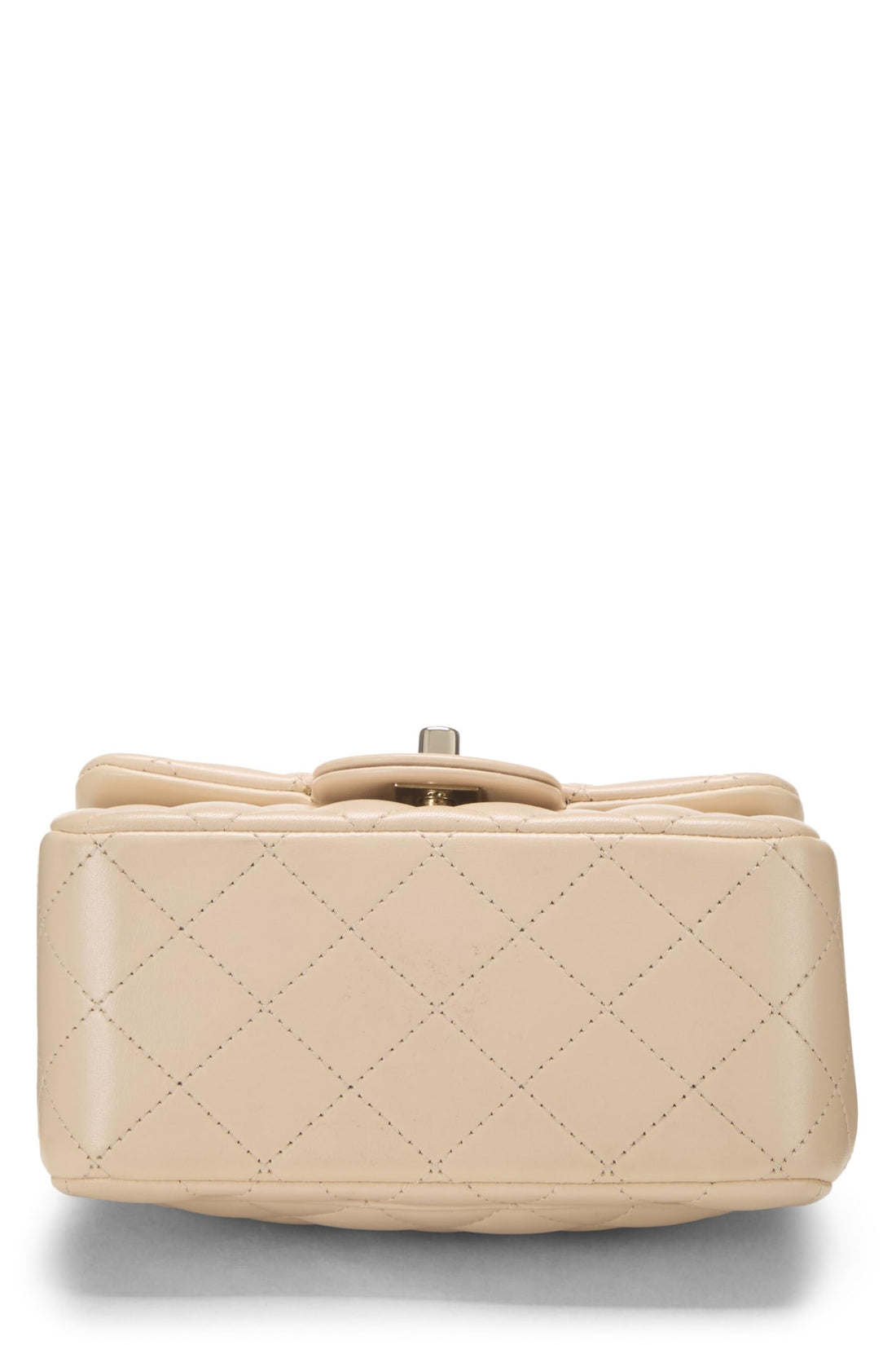 Chanel,  Beige Quilted Lambskin Square Flap Bag Mini, Beige