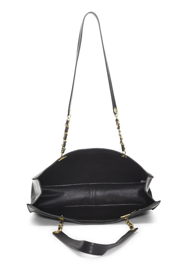 Chanel,  Black Caviar Flat Chain Handle Tote Medium, Black